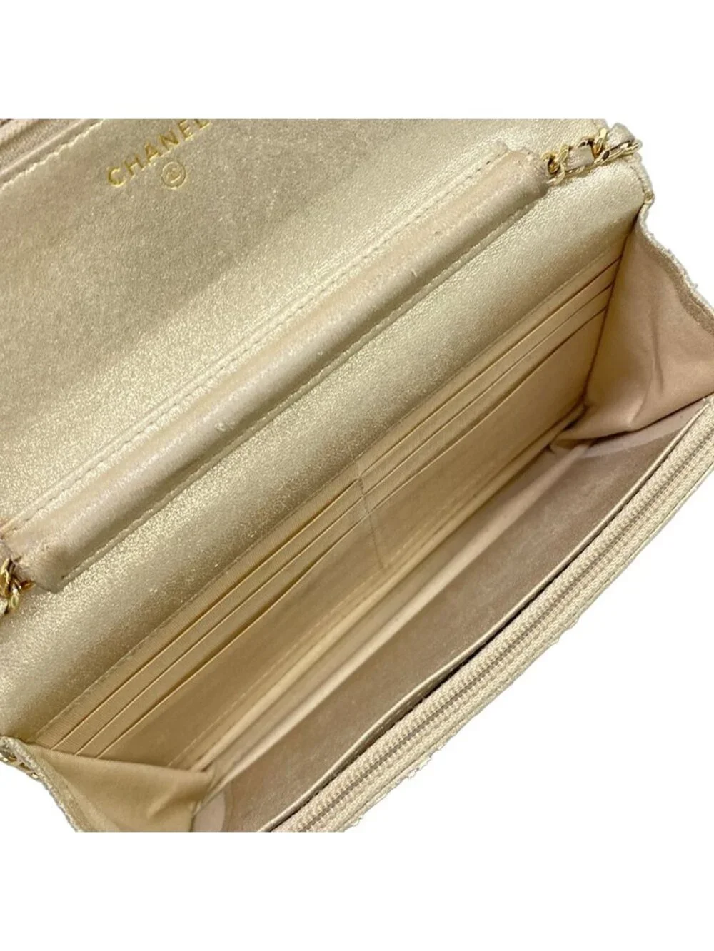 Chanel Wallet Gold Chain Wave Stitch Shoulder
